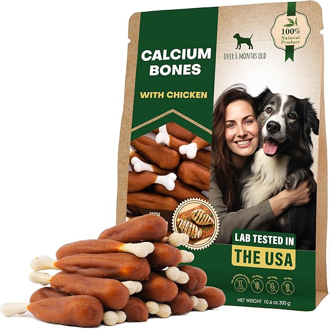 Beloved Pets Dog Treats, Calcium Bones Wrapped Chicken & Rawhide Free Chew 11Oz - Pet Healthy Dried Snacks & Grain Free Meat - Bulk Best Chews for Christmas, Training Small & Large Dogs - Made for USA-Mewly Pet
