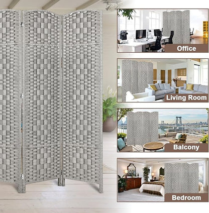 Rose Home Fashion 6 ft Tall Room Divider, Room Dividers and Folding Privacy Screens, 15.7in Privacy Screen 4 Panel Partition Temporary Wall Separation for Private, Stone Grey