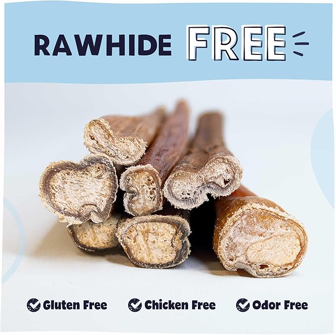 Pawstruck All-Natural 12" Bully Sticks for Dogs - Long Lasting, Rawhide-Free, Low Odor & Grain-Free Dental Chew Treat - Healthy Single Ingredient, 100% Real Beef - 1 lb Bag-Mewly Pet