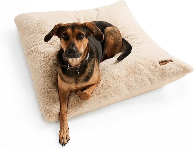 UnHide Floof Pet Pillow - Extra Soft Dog Bed Pillow- Removable Faux Fur Cover - Machine Washable - Helps Ease Pet Anxiety & Provides The Perfect Sleep, 28 x 36 x 5, 10lbs - Beige-Mewly Pet