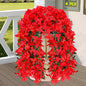 Artificial Bougainvillea Flowers for Outdoor Plant,4 pcs Faux Hanging Flowers Bougainvillea for Outside Decoration,Fake Silk UV Resistant Vines for Front Door Porch(Red)