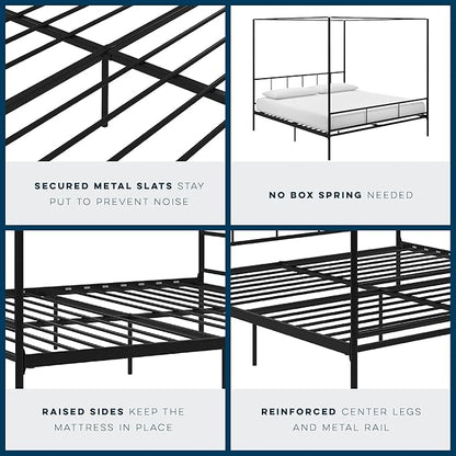 Novogratz Marion Canopy Bed, King, Black