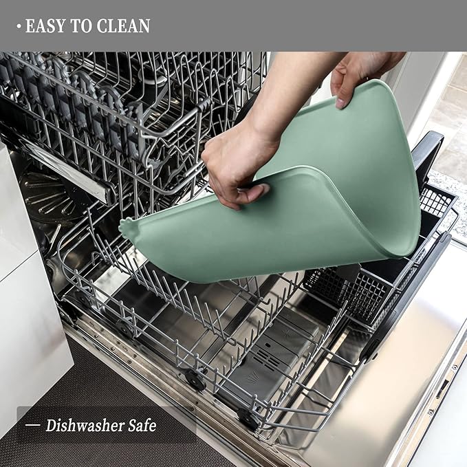 Waterproof Pet Feeding Mat with High Raised Edges, Heavier and Thicker Placemats for Cat Dog Water Bowl with BPA Free, Dogs Cats Food Mats for Messy Drinkers to Prevent Spill and Protect Floors-Mewly Pet