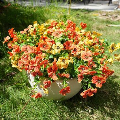 Artificial Flowers for Outdoor, UV Resistant Fake Silk Flowers, Realistic Faux Plants for Outside Indoor Porch Patio Window Box Planter Home Decor (16, Orange Yellow)