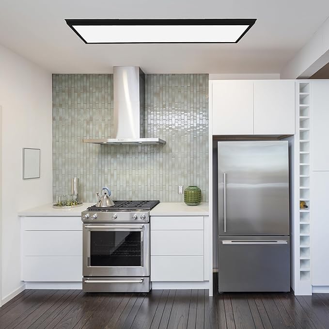 Ultralux Framed 1x4 ft LED Light Panel - CCT Switchable Surface Mount Light with Integrated Frame for Kitchen, Home & Office - TRIAC Dimmable, 5 CCT Adjustable Color Temperature (Matte Black, 2 Pack)