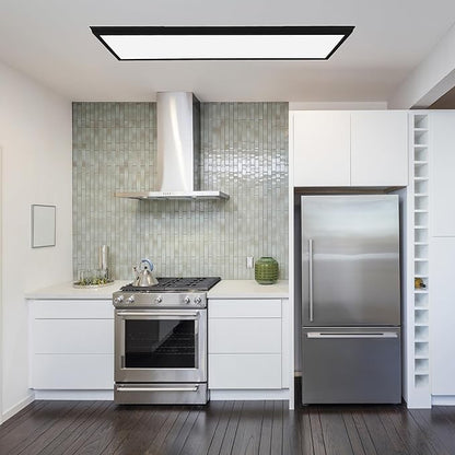 Ultralux Framed 1x4 ft LED Light Panel - CCT Switchable Surface Mount Light with Integrated Frame for Kitchen, Home & Office - TRIAC Dimmable, 5 CCT Adjustable Color Temperature (Matte Black, 1 Pack)