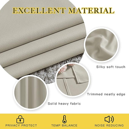 NICETOWN Room Darkening Window Curtains 72 inches Long, Thermal Insulated Grommet Room Darkening Window Treatments for Bedroom/Living Room, Natural, Set of 2, W37 x L72