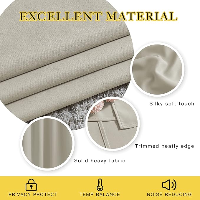 NICETOWN Natural Room Darkening Living Room Curtains 110 inches Long, Grommet Thermal Window Treatments Room Divider Blinds Sound Reducing for Living Room, W66 x L110, 2 Pieces