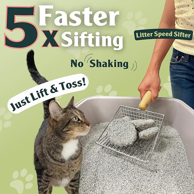 Sprinkle & Sweep Litter Box Deodorizer - Cat Litter Deodorizer Non Toxic and Safe for Kittens - Instantly Eliminates Foul Smells and Urine Odors (Bag, Sifter & Spray)-Mewly Pet