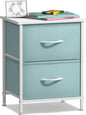 Sorbus Nightstand with 2 Drawers - Kids Bedside Furniture End Table Night Stand - Steel Frame, Wood Top & Easy Pull Fabric Bins - Dresser & Chest for Home, Bedroom Accessories, Office & College Dorm