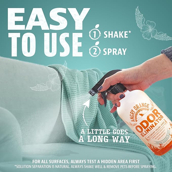 ANGRY ORANGE Pet Odor Eliminator for Cat Urine, Carpet Stains, and Strong Smells – Fresh Scent Odor Remover- 24 oz-Mewly Pet