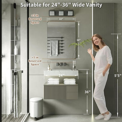 PAIHOME 22x30-Inch Brushed Nickel Bathroom-Vanity-Mirror for Wall - 304 Stainless Steel Silver Frame Bathroom Mirrors, Rectangle Farmhouse Mirror, Vertical Or Horizontal Hanging Modern Mirror