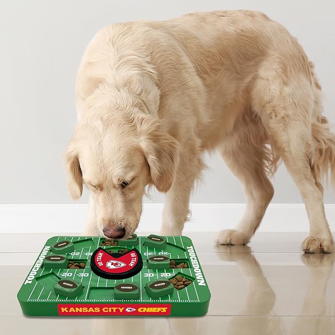 Pets First Kansas City Chiefs Large Puzzle Puzzle Toy, New Size, Interactive Slow Feeding Toy-Mewly Pet