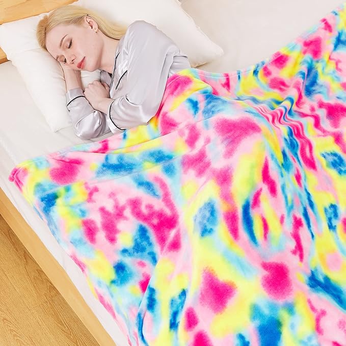 Flannel Colorful Blanket Twin Size for All Season - Premium Lightweight Anti-Static Super Soft Cozy Plush Rainbow Throw, Lightweight Microfiber Winter Warm Blanket 66" x 90"(Rainbow Twin)