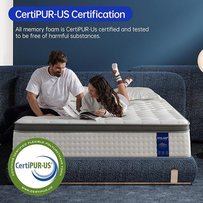 Full Size Mattress, 12 Inch Hybrid Full Mattress in a Box, Double Mattress with Memory Foam and Pocket Spring for Back & Lumbar Support,Soft,Pressure Relief,Zoned Support, Medium Firm