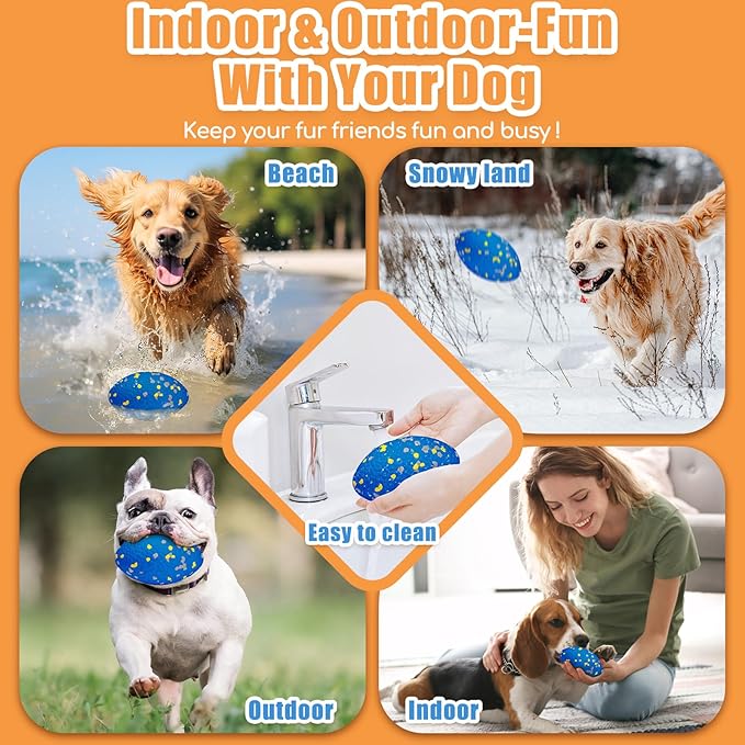 4.72" Indestructible Large Rugby Balls for Aggressive Chewers Durable Olive Bouncy Interactive Football Toy for Dogs Fetch Game Lightweight Floating Outdoor Training, Blue-Mewly Pet