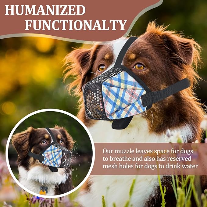 Dog Muzzle for Small Large Dogs - Soft Nylon Basket Muzzle with Adjustable Strap, Breathable Mesh Design Prevents Biting Chewing Licking Eating - Ideal for Training, Grooming & Vet Visits (Blue, M)-Mewly Pet