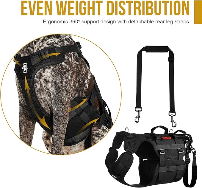 OneTigris Dog Lift Harness for Large Dogs, Dog Hip Support Brace, Full Body Lifter with Handles Invictus Multifunctional Mobility Assistance Vest for Back Legs (Black, Large)-Mewly Pet