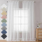 Aiyufeng Kirei Elegant Extra Long Linen Look Sheer Curtains 96 Inches Long 2 Pieces, Farmouse Semi Sheers Linen Curtains/Window Treatments Panels/Drapes (Set of 2, 40 by 96 Inch, Pure White)