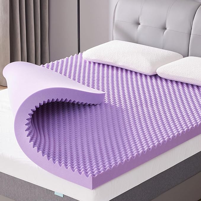 SINWEEK 3 Inch Egg Crate Memory Foam Mattress Topper Queen Size, Soft Mattress Pad for Back Pain Relief, Bed Topper, CertiPUR-US Certified