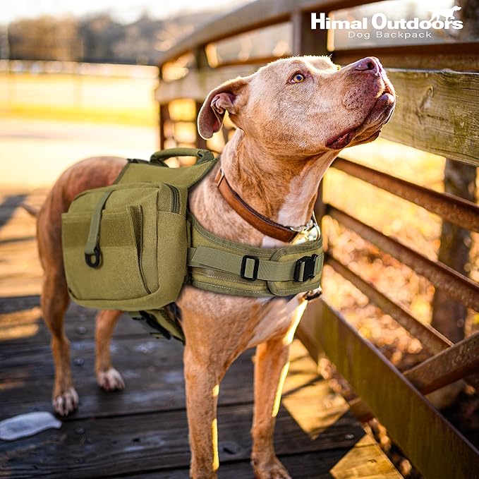 Himal Outdoors Dog Backpack & Saddle Bag, Tactical Hiking Backpack for Large Dogs with Side Pockets & Adjustable Strap-Mewly Pet