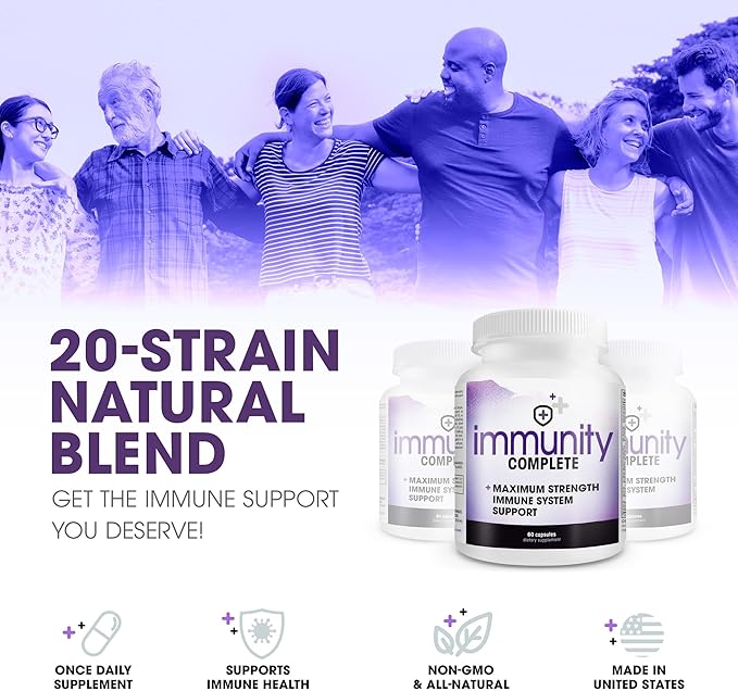 Immunity Complete - 20-in-1 Immune System Booster Formula with Cat's Claw, Quercetin, Vitamin C, and Olive Leaf Extract 60ct-Mewly Pet