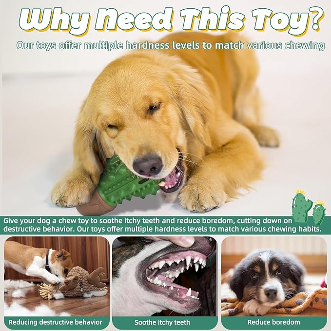 Dog Chew Toys Toothbrush Stick Teeth Cleaning Brush Dental for Medium Large Dog, Puppy Christmas,Easter Birthday Gifts,Outdoor Dog Squeaky Toys for Aggressive Chewers Tough Toys Interactive-Mewly Pet