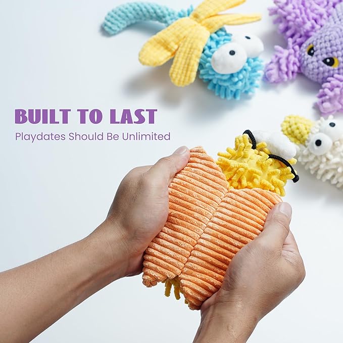 Nocciola Plush Squeaky Dog Toys, Cute Durable Stuffed Crinkle Puppy Pet Chew Toys for Large Medium Small Dogs - Butterfly-Mewly Pet