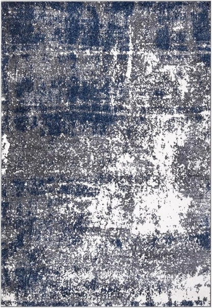 Keen Home Design Area Rugs - 4x6 Non-Shedding, Abstract Rugs for Kitchen, Living Room, Bedroom, Dining Room, Entryway - Size: 4' x 6', Navy/Grey/White