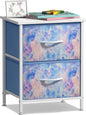 Sorbus Nightstand with 2 Drawers - Kids Bedside Furniture End Table Night Stand - Steel Frame, Wood Top & Easy Pull Fabric Bins - Dresser & Chest for Home, Bedroom Accessories, Office & College Dorm