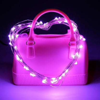 Karlling USB Plug in Fairy Lights,50 LED 16Ft Starry String Lights, USB Powered Romantic Lights for Valentine's Day, Bedroom, Wedding, Party(2Pack,Pink)