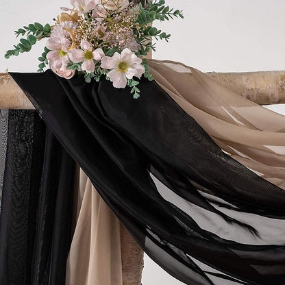 MIULEE Black Window Scarf Valance for Halloween Party - Sheer Curtain Scarf Topper Window Treatment Decorative Drapes for Wedding Arch Ceremony Canopy Bed, Swag Curtain One Panel, 37"x 216"