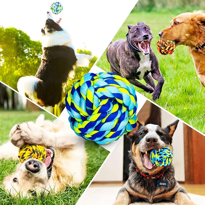 SHARLOVY Dog Toys for Aggressive Chewers, Dog Balls for Large Breeds, Heavy Duty Cotton Rope Chew Toys with Tough Twisted for Medium Breeds, 6 Pack Indestructible Chew Toys-Mewly Pet