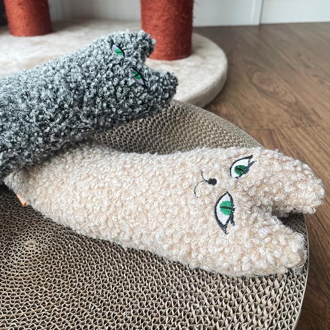 TTcat Catnip Silvervine Matatabi Pillow for Cats & Kittens,Cat Kicker Toy,Large Size Cat Pillow Soothing Plush Cat Toy(Grey).-Mewly Pet