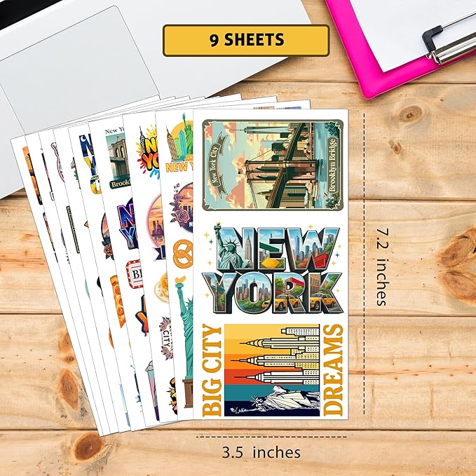 100 Pieces Newyork Life Stickers Travel Sticker Vinyl Waterproof for Kids Adults Car, Wall Decor Decal, Hard hat Scrapbook Laptop Phone Birthday Christmas Adults Kids Gifts
