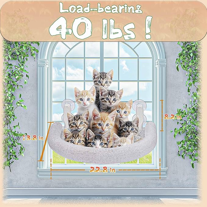 Cat Window Perch & Hammock - Exquisite Soft Wool Fleece, Safe & Comfortable Design with 4 Strong Suction Cups - Ideal for Large Cats (High-Grade Gray, Extra Large)-Mewly Pet