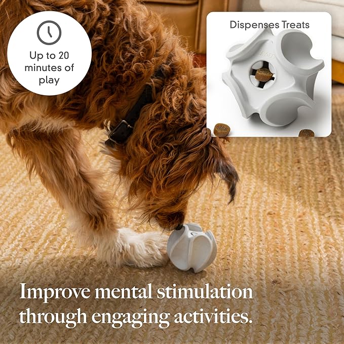 LAY LO Treat Dispensing Dog Toy – Natural Rubber Topple Toy for Chewing, Enrichment & Mental Stimulation | Dog Treat Dispenser Puzzle | Dishwasher Safe | Includes Live Trainer Support-Mewly Pet