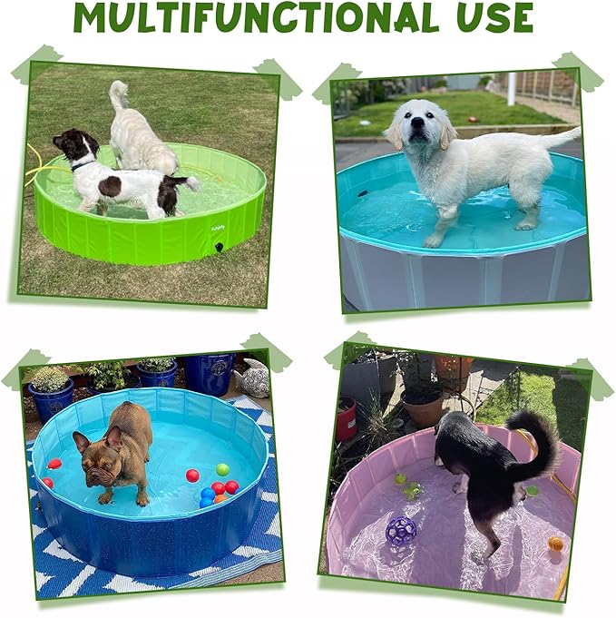 Furrybaby Dog Pool, Foldable Dog Pools for Large Dogs Portable Kiddie Pool Pet Doggie Wading Swimming PoolGreen 39''Indoor and Outdoor-Mewly Pet