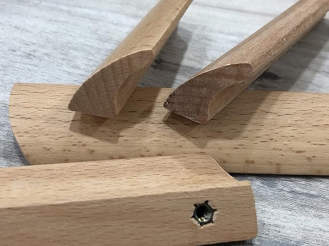 6Pcs Unfinished Wood Solid Furniture Pulls Handles,Unfinished Unpainted Paintable Wooden Handles Cupboard Closet Drawer Handle Pull,Length 3.54",Hole Dis.2.52"
