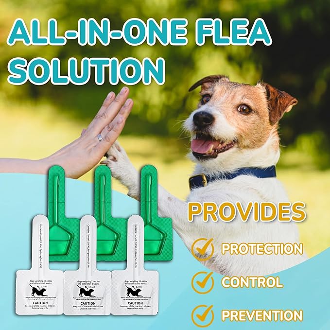 Flea and Tick Prevention for Dogs, 6-Month Supply Dog Flea and Tick Treatment Drops, Topical Fast-Acting Dog Treatment for Medium Dogs Up to 23 to 44 lbs-Mewly Pet