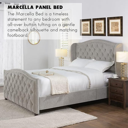 Jennifer Taylor Home Marcella Upholstered Shelter Headboard Bed Set, Queen, Silver Grey Polyester
