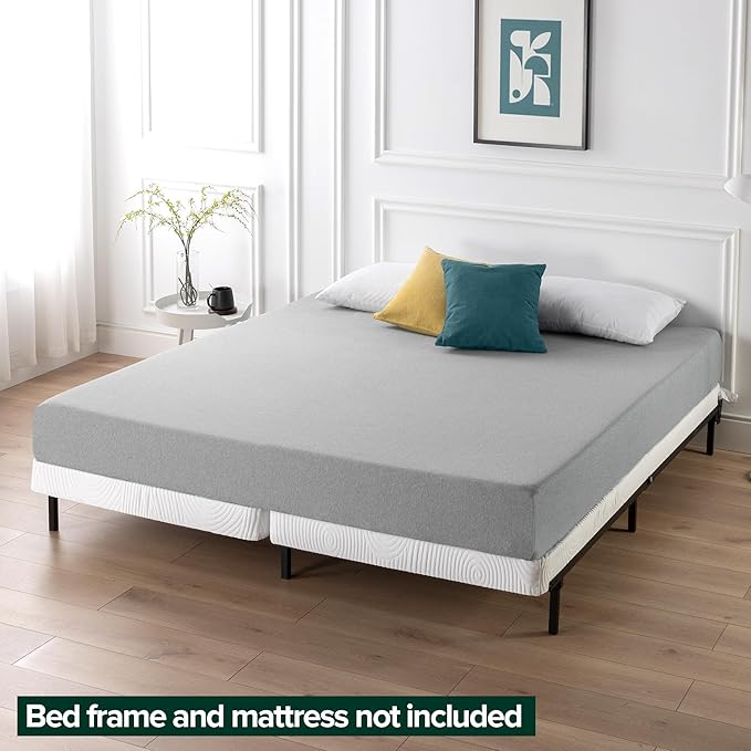 ZINUS 4 Inch Box Spring with Cover, No Assembly Mattress Foundation, Sturdy Metal Structure, Split King, White