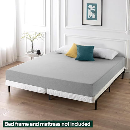 ZINUS 4 Inch Box Spring with Cover, No Assembly Mattress Foundation, Sturdy Metal Structure, Split Cal King, White