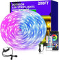 200Ft Outdoor Waterproof LED Strip Lights,Music Sync RGB IP68 Led Lights with App and Remote Control,Color Changing Waterproof RGB Exterior Rope Self Adhesive Back,Balcony,Roof,Garden,Party