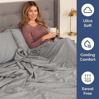 Queen Sheets Set 6 Piece - Includes 4 Pillowcases - Bed Sheets Queen Size - Soft Hotel Luxury Bedding - Cooling, Comfy & Breathable - 1 Flat & 1 Fitted & 4 Pillowcases w/ Deep Pockets - Heathered Grey