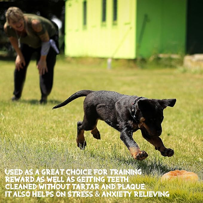 ASMPET Dog Treats Chews, Chicken Wrapped Rawhide Donuts Dental Care Chews for Small Medium Large Breed Aggressive Chewers (Pack of 4)-Mewly Pet