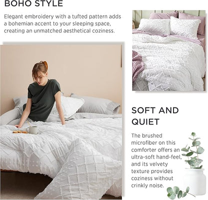 Bedsure King Comforter Set - Black Comforter, Boho Tufted Shabby Chic Bedding for Kids, 3 Pieces Vintage Farmhouse Bed Set for All Seasons, Fluffy Soft Bedding with 2 Pillow Shams