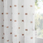 MYSKY HOME White Curtains for Bedroom 84 Inch Length Long Sheer Curtains for Living Room Nursery Curtains with Taupe Patched Design Rod Pocket Privacy Window Drapes Dining Room 52" x 84" 2 Panels