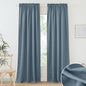 RYB HOME Extra Long Linen Curtains Semi Sheer Drapes Natural Linen Textured Blend Boho Window Decor for Living Room Bedroom Front Door High Ceiling Window, Stone Blue, W 52 x L 84, 1 Pair