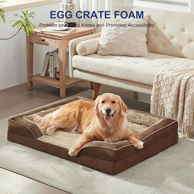 FURTIME Orthopedic Bed for Large Dogs, XL Washable Dog Beds Large Sized Dog, Comfy Supportive Foam Pet Couch Bed with Removable Washable Cover, Waterproof Extra Large Sofa Bed Foam and Nonskid Bottom-Mewly Pet
